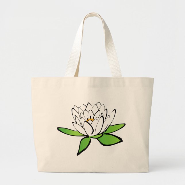 Grand Tote Bag fleur de lotus blanc (Devant)