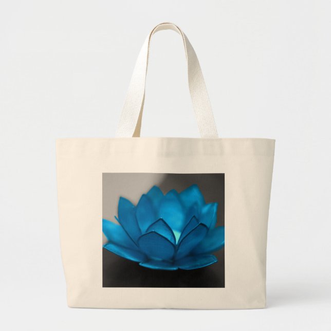 Grand Tote Bag Fleur de Lotus bleu (Devant)