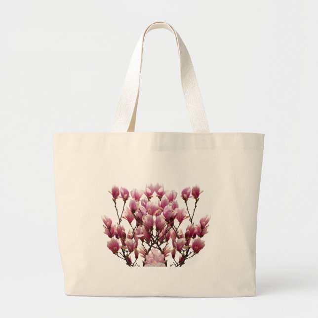 Grand Tote Bag Fleur de printemps rose florissante Magnolias (Devant)