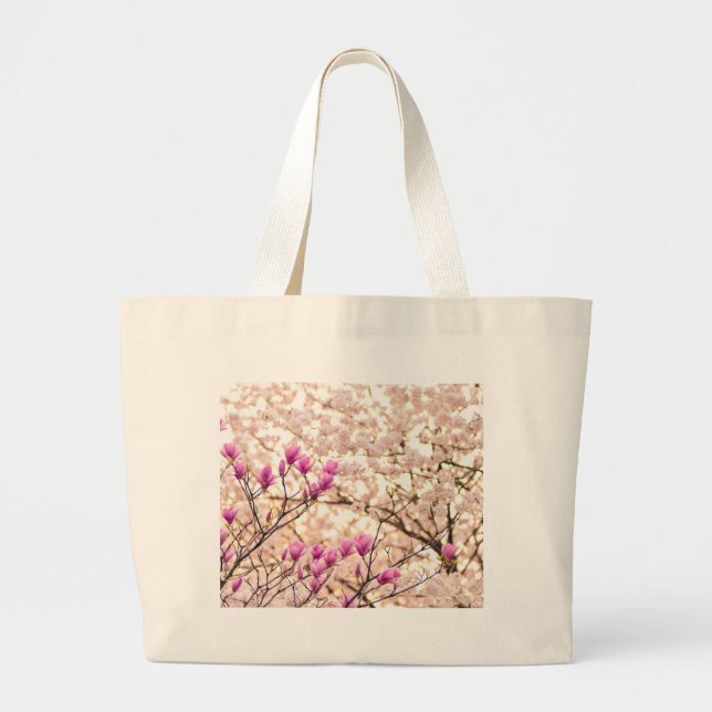 Grand Tote Bag Fleur de printemps rose pourpre en floraison (Devant)