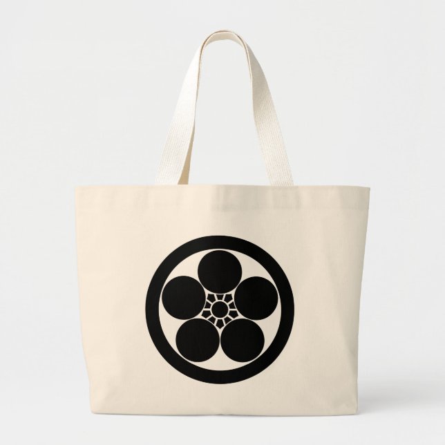 Grand Tote Bag Fleur de prune à l'Umebachi en cercle (Devant)