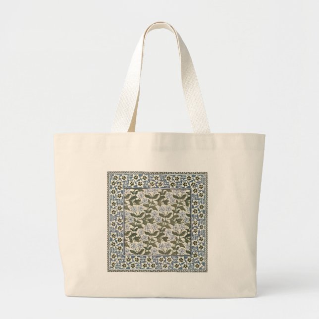 Grand Tote Bag Fleur d'été de Pervenche Art Nouveau Botanique (Devant)