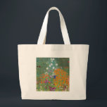 Grand Tote Bag fleur jardin klimt gustav cottage<br><div class="desc">Une oeuvre d'art classique de Gustav Klimt,  Cottage Garden,  Bauergarten,  1907,  est un gros plan d'un jardin fleuri,  une peinture florale colorée.</div>