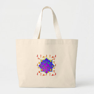 Grand Tote Bag Fleur Lotus Avec Poireaux De Yoga