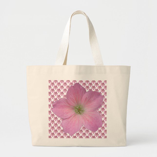 Grand Tote Bag Fleur rose romantique de géranium (Devant)