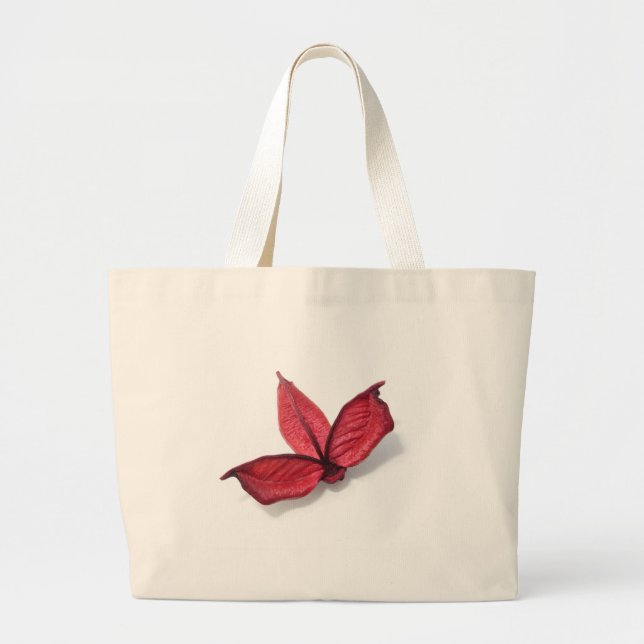 Grand Tote Bag Fleur Rouge d'Automne (Devant)