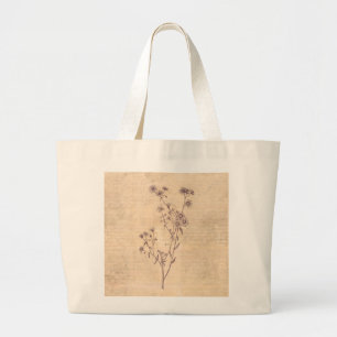 Grand Tote Bag Fleur sauvage Fleur Fleur Faisy Wild Livre de scri