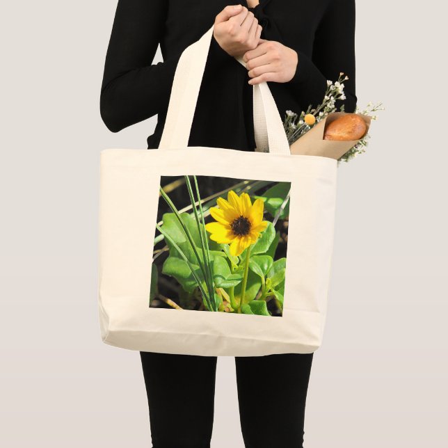 Grand Tote Bag Fleur sauvage jaune (Devant (produit))