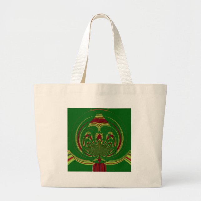 Grand Tote Bag Fleur Vert (Devant)