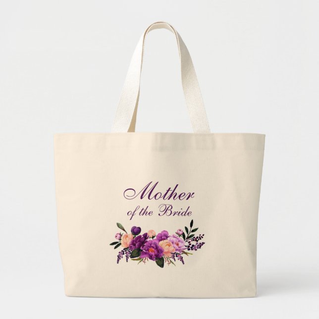 Grand Tote Bag Fleur violet ultra violet mère de la mariée (Devant)