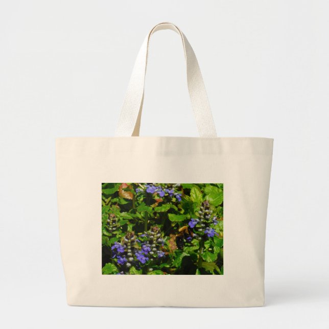 Grand Tote Bag Fleur violette et abeille boursouflante (Devant)