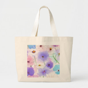 Grand Tote Bag Fleurs aquarelles pastel