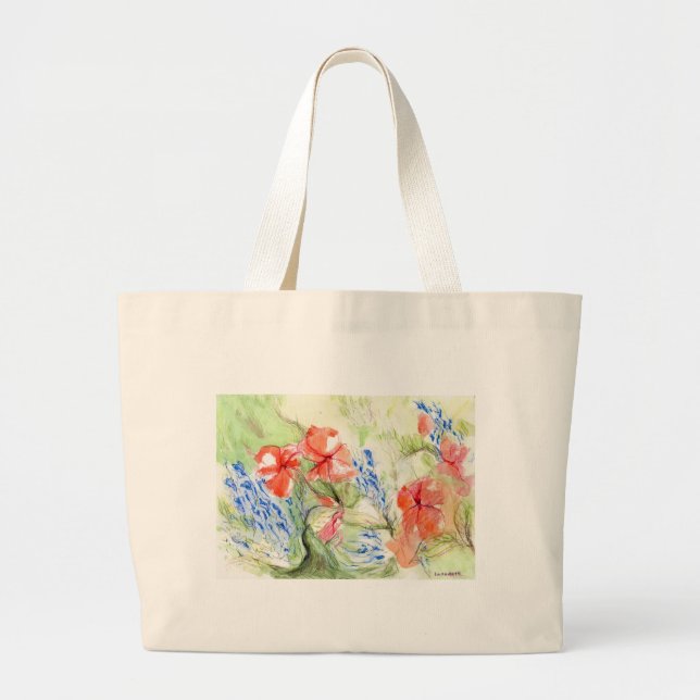 Grand Tote Bag Fleurs Balsam et Lobelia (Devant)