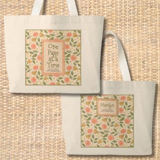 Grand Tote Bag Fleurs d'automne Personnalisé Une Page à la Fois