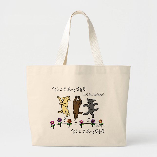 Grand Tote Bag Fleurs de danse heureuses de bande dessinée de (Devant)