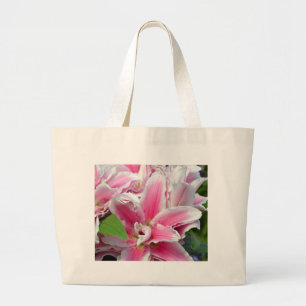 Grand Tote Bag Fleurs de lys stargazers roses au printemps