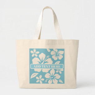 Grand Tote Bag Fleurs de plage bleu tropical