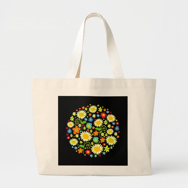 Grand Tote Bag Fleurs de printemps (Devant)