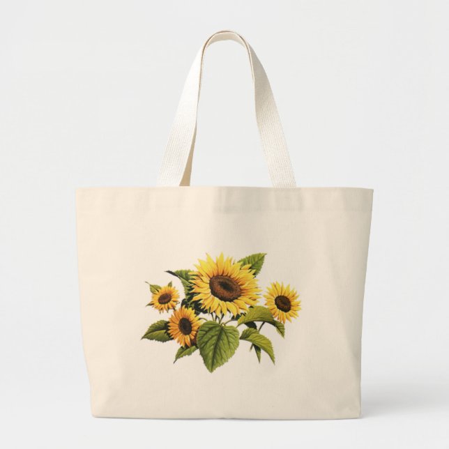 Grand Tote Bag Fleurs de soleil (Devant)