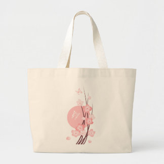 Grand Tote Bag Fleurs et papillons roses de fleur