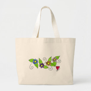 Grand Tote Bag Fleurs et un coeur