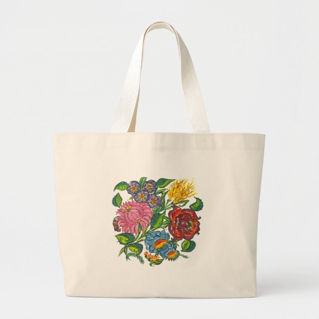 Grand Tote Bag fleurs hongroises (Devant)