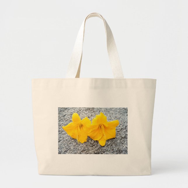 Grand Tote Bag fleurs jaunes de jour en pleine floraison (Devant)