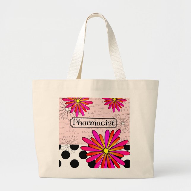 Grand Tote Bag Fleurs lunatiques de pharmacien (Devant)