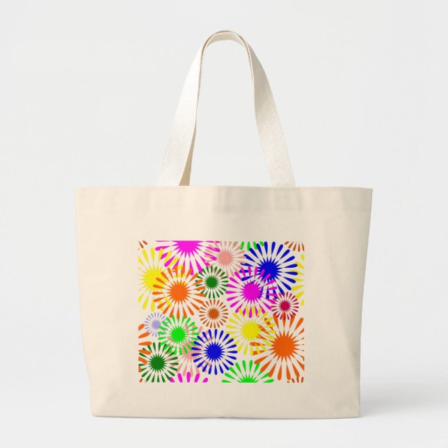 Grand Tote Bag Fleurs multicolores (Devant)