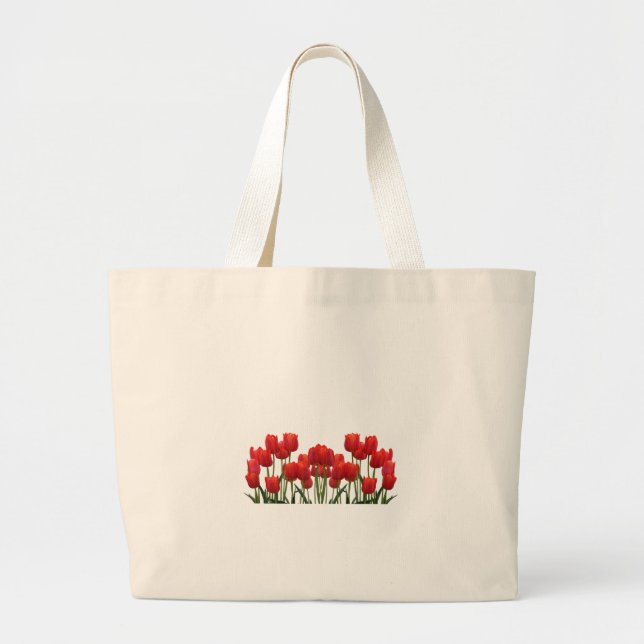 Grand Tote Bag Fleurs rouges (Devant)