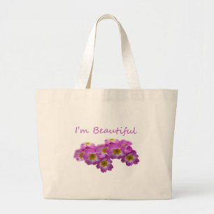 Grand Tote Bag Fleurs violettes, je suis belle