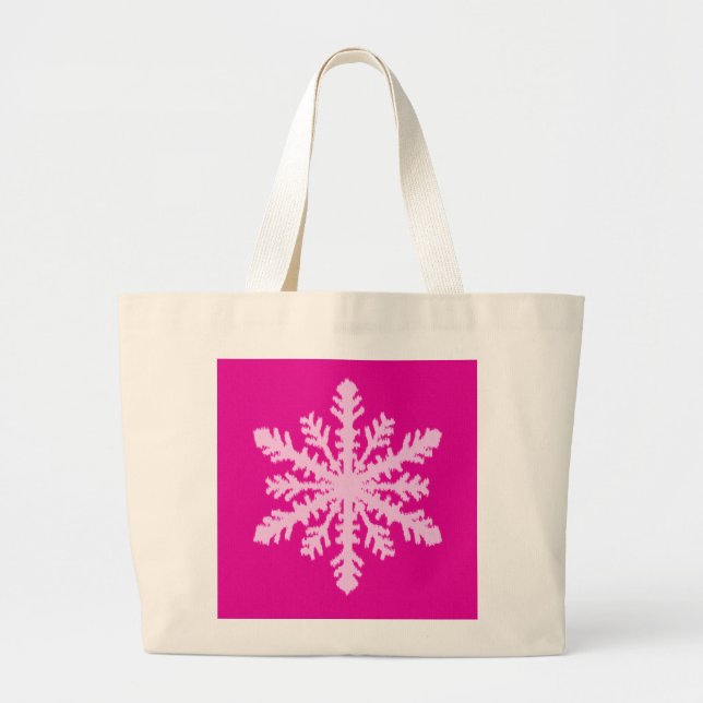 Grand Tote Bag Flocon de neige Ikat - Fuchsia et rose glace (Devant)