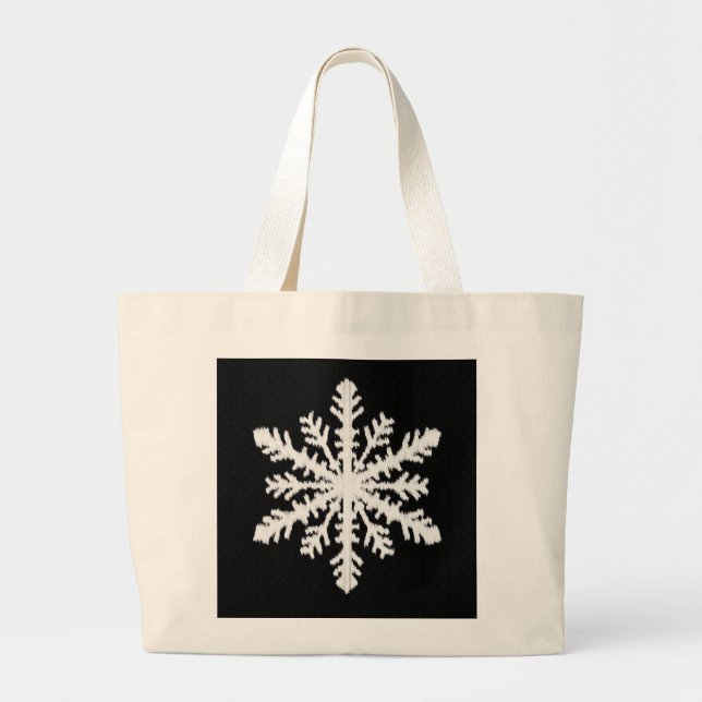 Grand Tote Bag Flocon de neige Ikat - Noir et blanc (Devant)