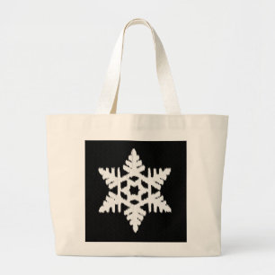 Grand Tote Bag Flocon de neige Ikat - Noir et blanc