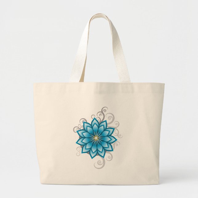 Grand Tote Bag Floral - bleu (Devant)