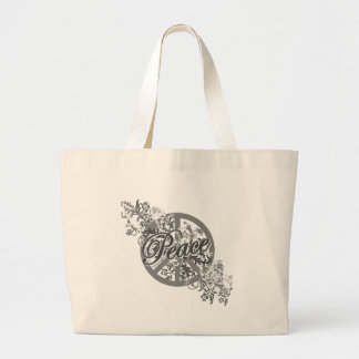Grand Tote Bag Floral en filigrane de signe de paix