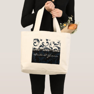 Grand Tote Bag Floral noir et blanc