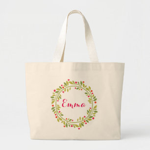 Grand Tote Bag Floral Wreath Bride Monogram Personalized