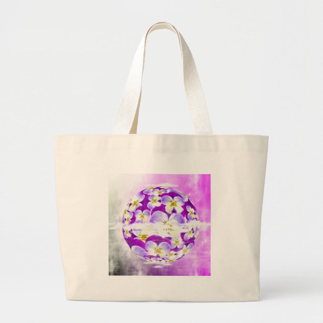 Grand Tote Bag Flore motif violet simple et subtile (Devant)