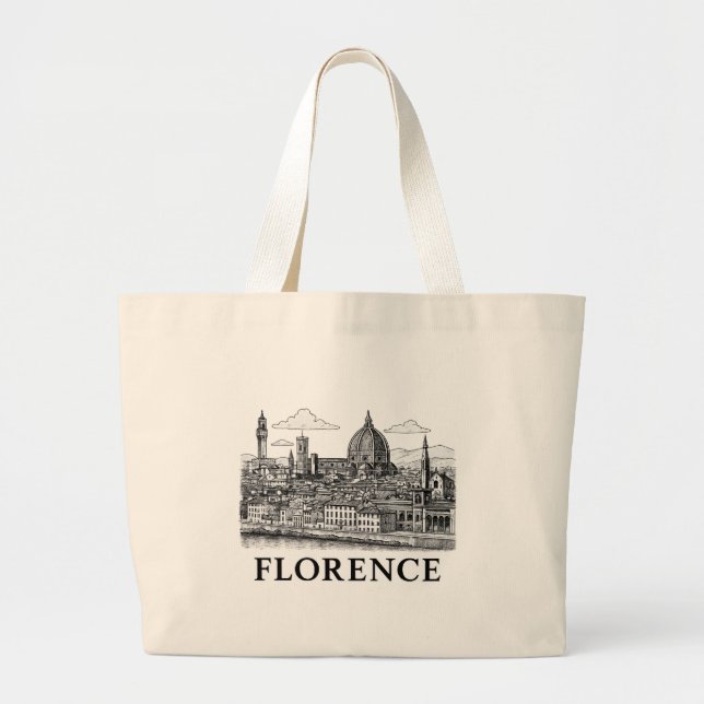 Grand Tote Bag Florence Cityscape - Duomo Cathedral Line Art (Devant)