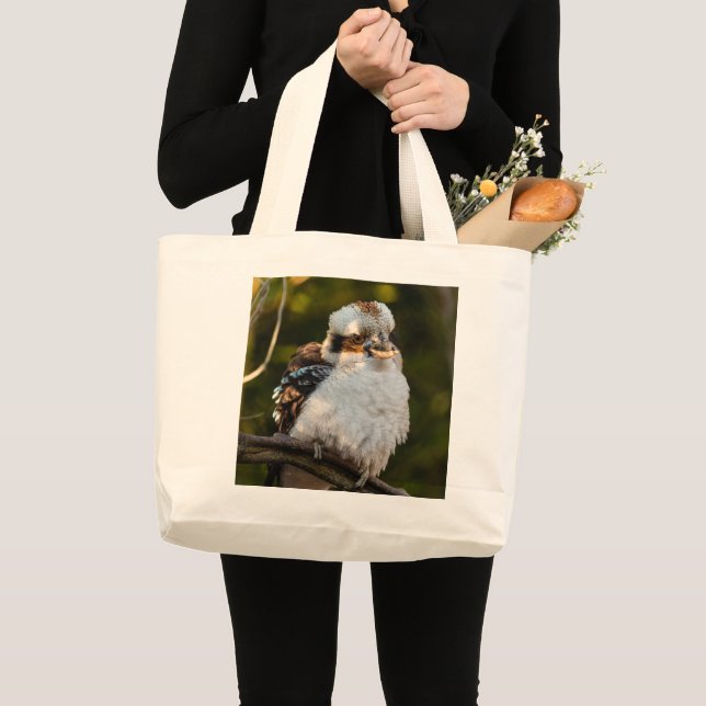 Grand Tote Bag Fluffed up riant kookaburra (Devant (produit))