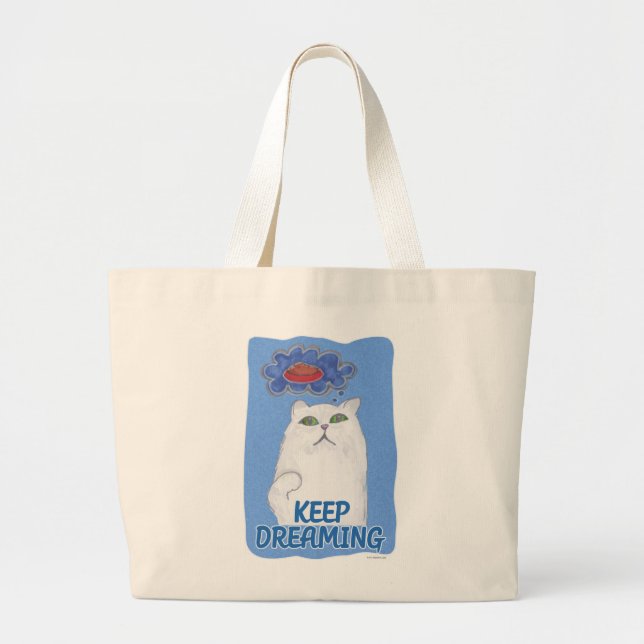Grand Tote Bag Fluffy Happy Dreaming Sweet Cat Illustration (Devant)