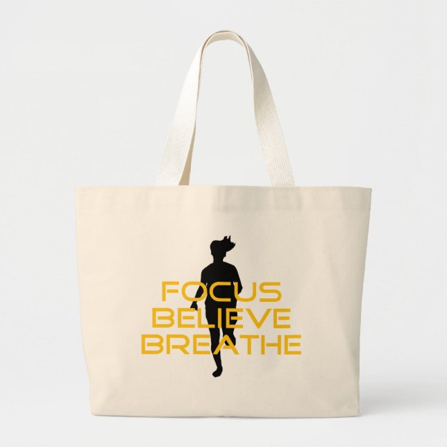 Grand Tote Bag Focus Croire Respirer Jaune Courir Fitness (Devant)