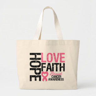 Grand Tote Bag Foi d'amour d'espoir de cancer du sein