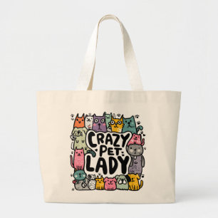 Grand Tote Bag Folle Dame aux Animaux