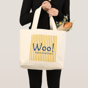 Grand Tote Bag Folle Rayure Jaune Gras Bleu Woo Enterrement de Vi