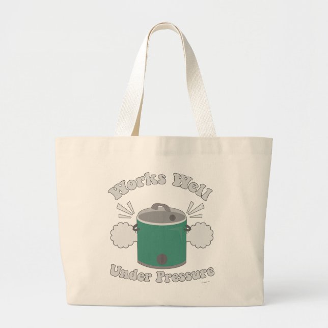 Grand Tote Bag Fonctionne Bien Sous Pression Lent Cooker Slogan F (Devant)