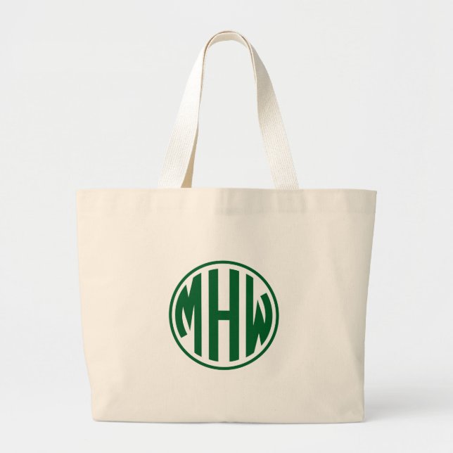 Grand Tote Bag Forêt de Whats 3 initiale dans un monogramme circu (Devant)