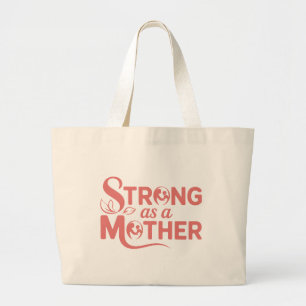 Grand Tote Bag Forte comme une mère rose - Citation féministe Eco