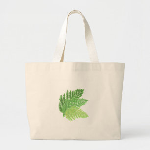 Grand Tote Bag Fougères élégantes aquarelle verte feuilles de la